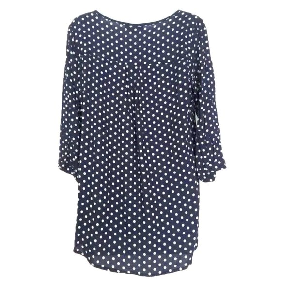 Suzanne Betro Navy Polka Dot Peasant Tunic Top Blouse - Plus Size 4X - Picture 2 of 8